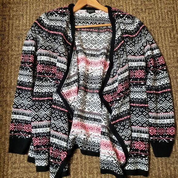 Torrid fair isle knit draped cardigan 1X - Picture 2 of 5